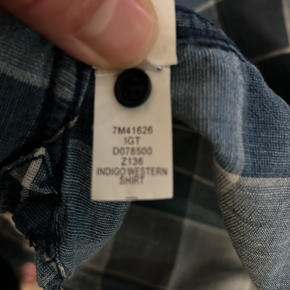 Lucky Brand Indigo Western Black Pearl Snap Men's Button Down Plaid Shirt XL - Picture 4 of 4